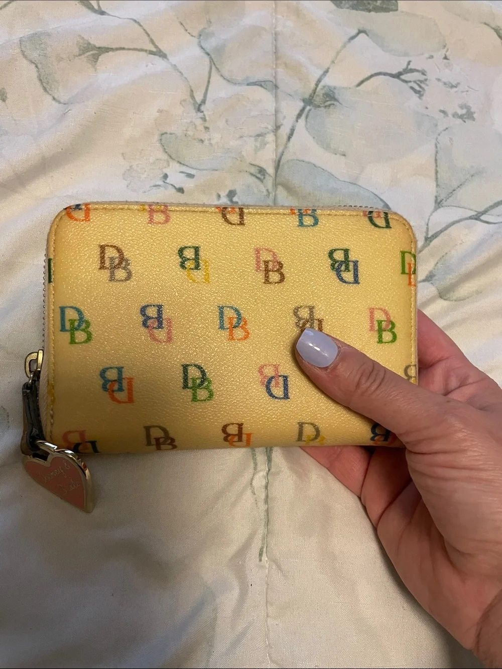 Dooney & Bourke Pastel Monogram Zip Wallet with Multi-Color DB Print